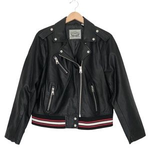 Levi's Black Faux Leather Moto Bomber Jacket